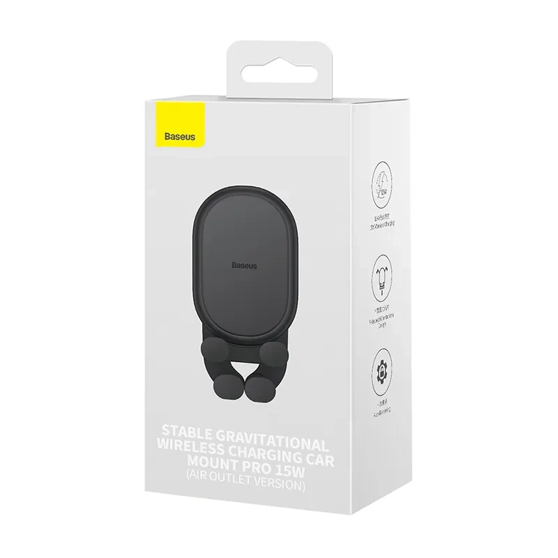 Baseus Pro 15W stabilni gravitacijski nosilec za brezžično polnjenje v avtu (črn) - slika 7